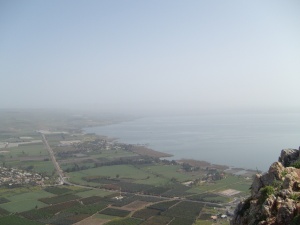 The Sea of Galilee from Arbel.  7 March 2014.